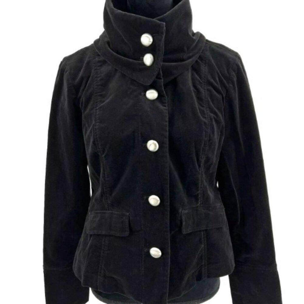 NWOT! Michael Kors Black military style velvet jacket with silver buttons xs